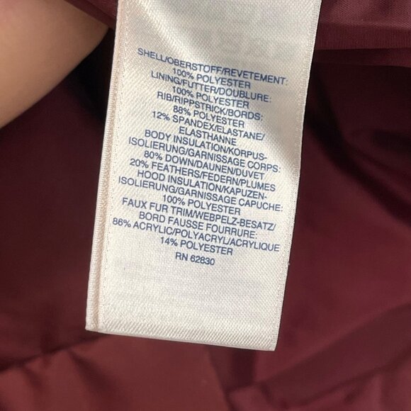 NWOT Lands End Winter Long Down Faux Fur Hood Coat Jacket Deep Claret Large NWOT - Picture 5 of 9